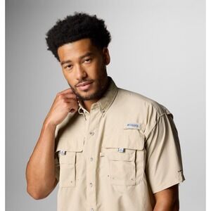 Columbia Men's PFG Bahama Short Sleeve Shirt Gray Size‎ M Medium